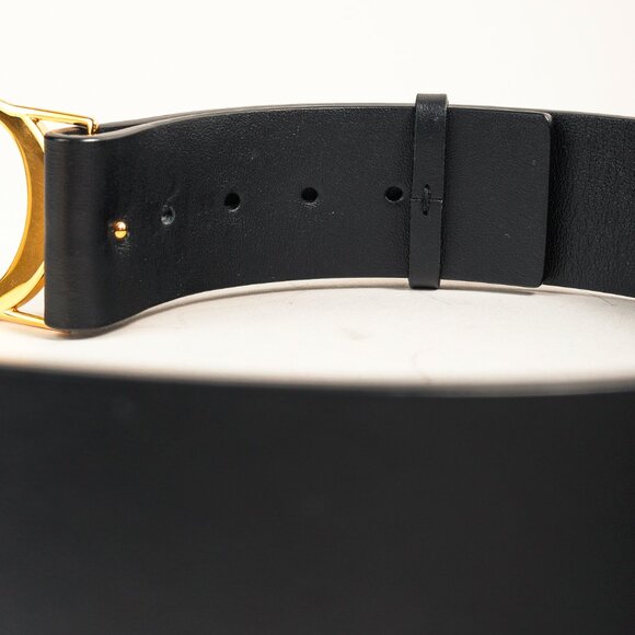 Christian Dior 30 Montaigne Black Leather CD-Buckle Belt - Picture 5 of 6